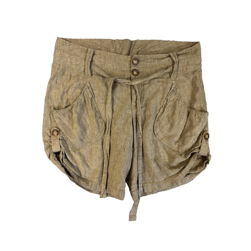 DKNY Jeans Womens Linen Shorts Size 8 Beige Khaki Cargo Utility Vintage Y2K 90s